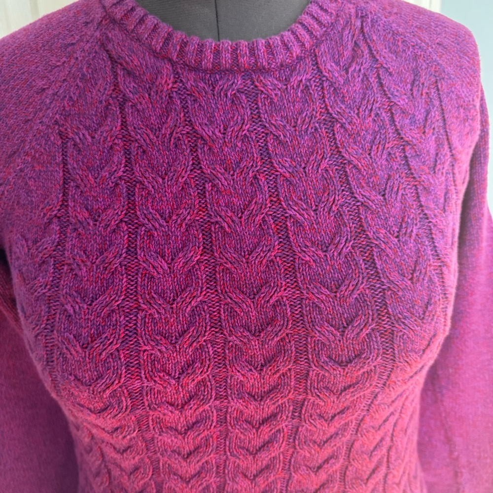 💜 Lands' End Purple Cable Knit Sweater